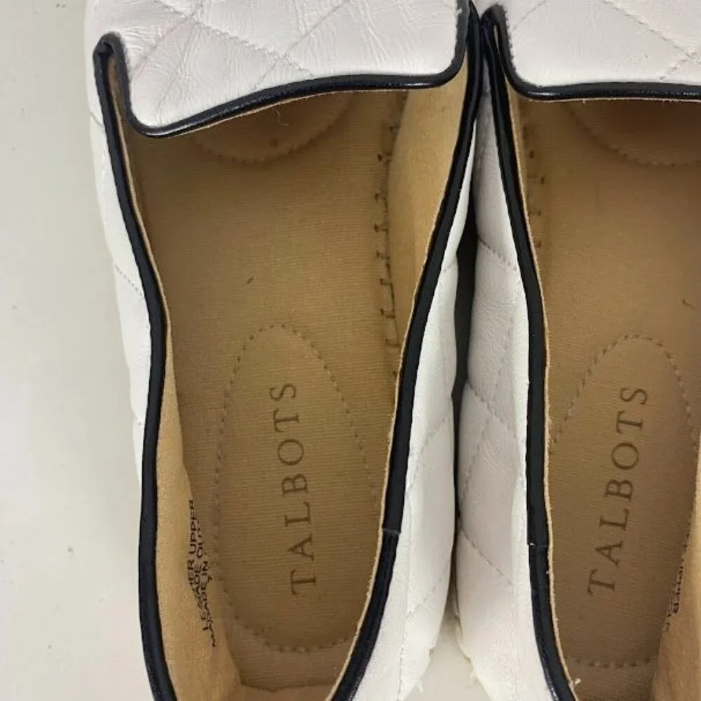 Talbots‎ Black/ White Izzy Quilted Soft Leather Nappa Espadrilles Women's 7.5M